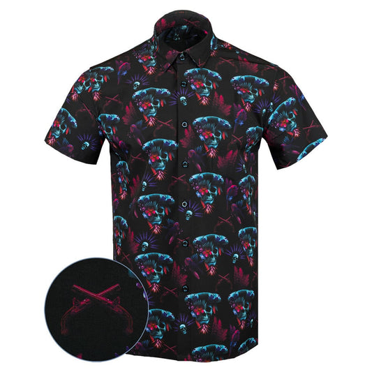 Black Beard Button Down Shirt Gun Print Hawaiian Shirt Xmas Presents For Son – Moonbestprint