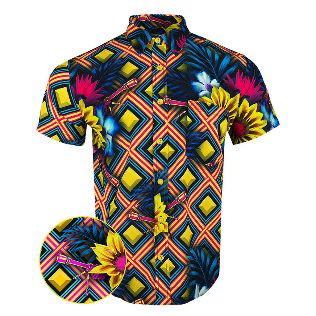 Bloom Yellow Button Down Shirt Hawaiian Tactical Button Down Birthday Gifts For Son – Moonbestprint