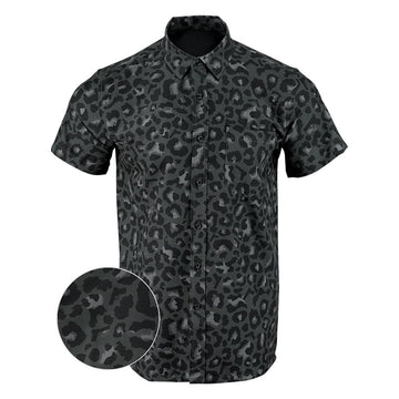Leopard Black Button Down Shirt Tactical Hawaiian Shirt Good Gifts For Gun Lovers – Moonbestprint