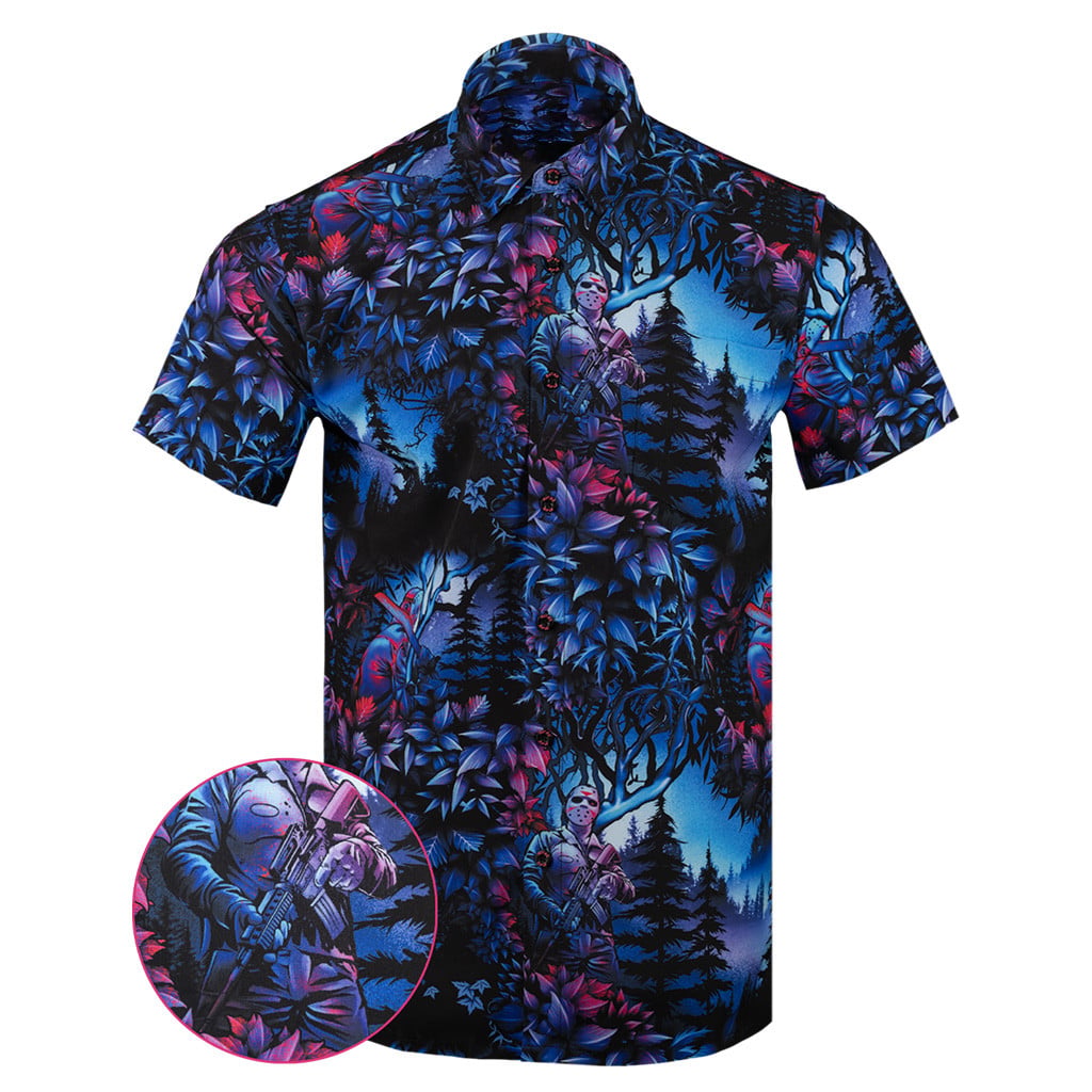 Crystal Lake Button Down Shirt Outdoor Hawaiian Tactical Shirt Presents For Dad – Moonbestprint