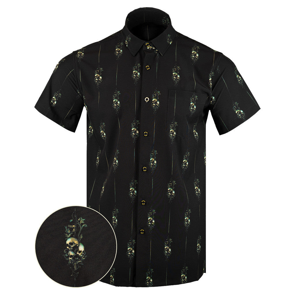 Jolly Roger Button Down Shirt Skull Gun Print Hawaiian Shirt Birthday Gift For Father – Moonbestprint