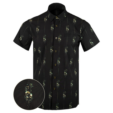 Jolly Roger Button Down Shirt Skull Gun Print Hawaiian Shirt Birthday Gift For Father – Moonbestprint