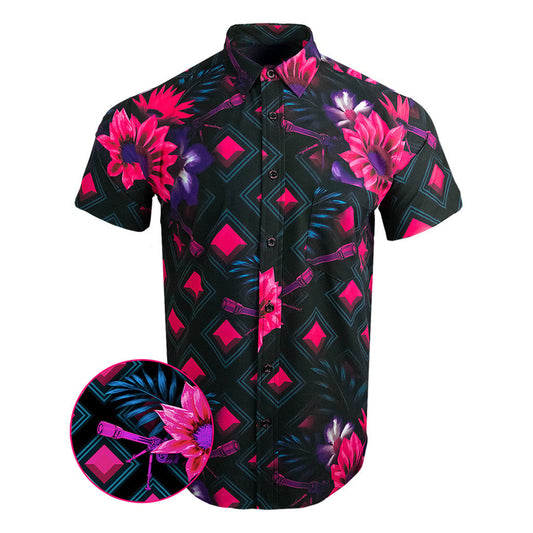 Bloom Black Button Down Shirt Hawaiian Tactical Button Down Birthday Gifts For Boyfriend – Moonbestprint