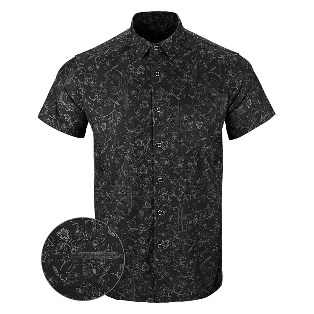 Gray Man Button Down Shirt Tactical Aloha Print Shirt Present For Father – Moonbestprint