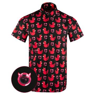 Devil Duck Black Button Down Shirt Tactical Shirt Hawaii Style Christmas Presents For Boyfriend – Moonbestprint