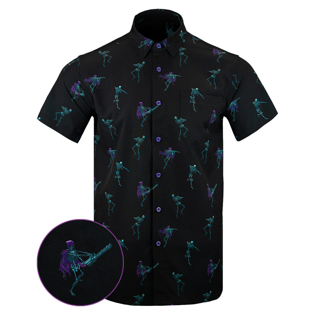 Guns and Ghouls Button Down Shirt Tactical Aloha Print Shirt Gifts For Gun Lovers – Moonbestprint