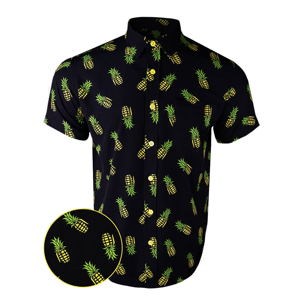 Pineapple Grenade Black Button Down Shirt Concealed Carry Hawaiian Shirt Gifts For Brother – Moonbestprint