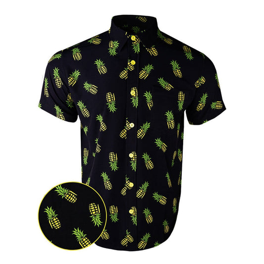 Pineapple Grenade Black Button Down Shirt Concealed Carry Hawaiian Shirt Gifts For Brother – Moonbestprint