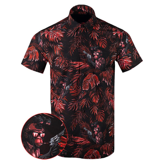 Chill Chimp Red Button Down Shirt Tactical Aloha Print Shirt Gifts For Father In Law – Moonbestprint