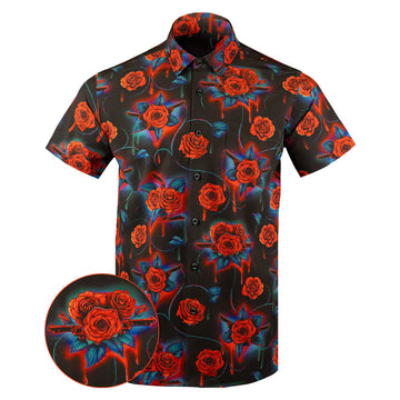 Guns And Roses Button Down Shirt Tactical Aloha Shirt Gifts For Gun Lovers – Moonbestprint