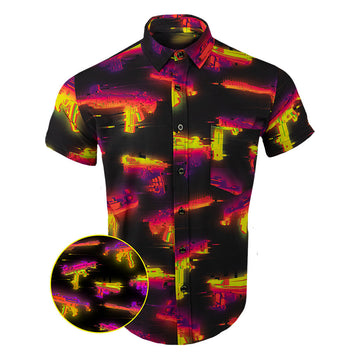 Glitch Button Down Shirt Outdoor Hawaiian Tactical Shirt Xmas Gifts For Father – Moonbestprint