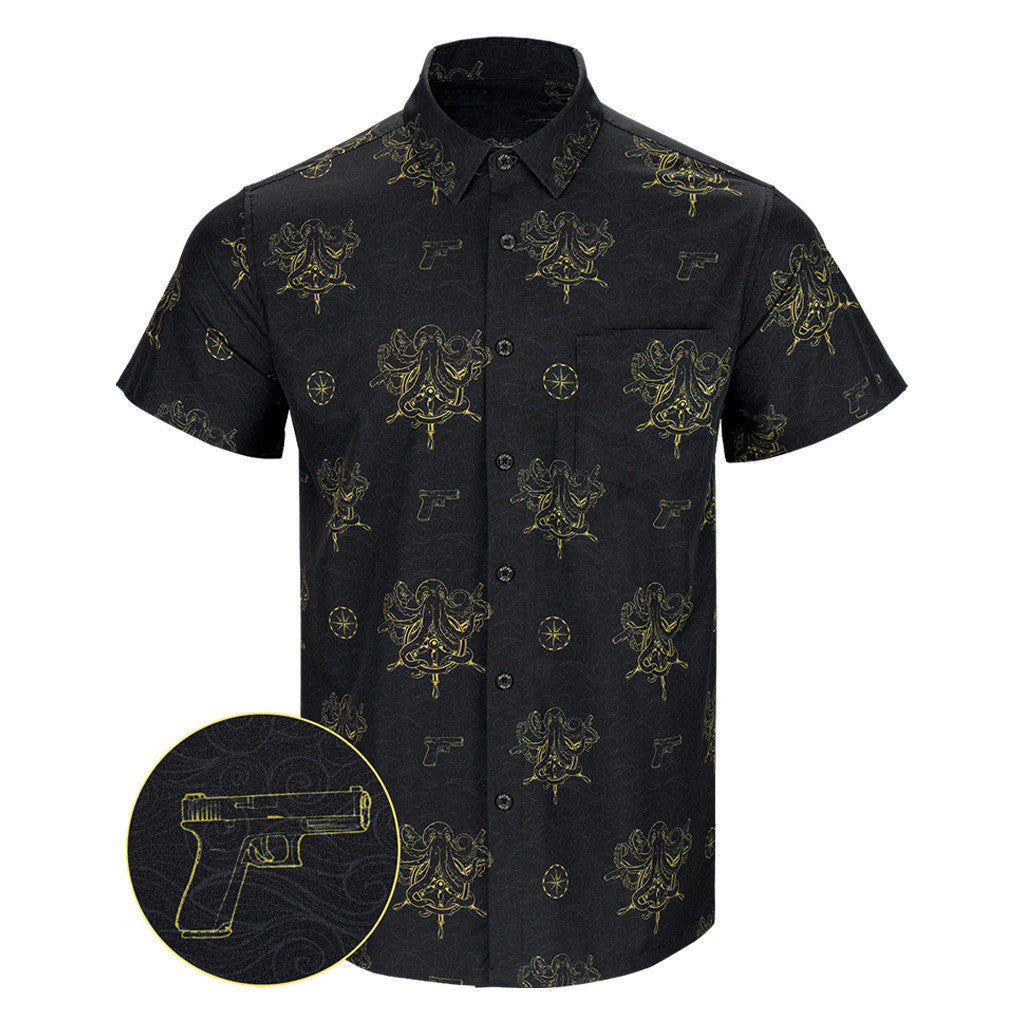 Glocktopus V2 Button Down Shirt Concealed Carry Hawaiian Shirt Presents For Brother – Moonbestprint