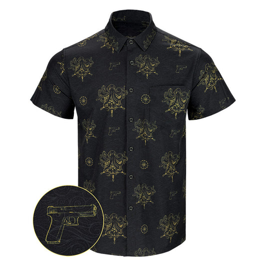 Glocktopus V2 Button Down Shirt Concealed Carry Hawaiian Shirt Presents For Brother – Moonbestprint