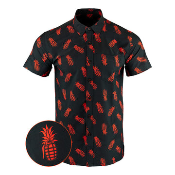 Pineapple Grenade Black Red Button Down Shirt Concealed Carry Hawaiian Shirt Gifts For Son – Moonbestprint