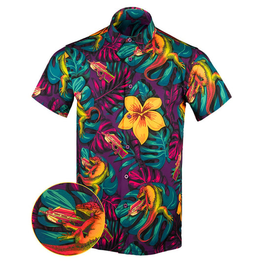 Iguana Button Down Shirt Outdoor Hawaiian Tactical Shirt Birthday Gift Ideas For Husband – Moonbestprint