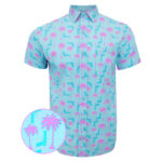 Rising Palm Blue Pink Button Down Shirt Hawaiian Tactical Button Down Gifts For Dudes – Moonbestprint