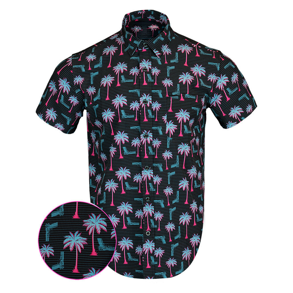 Rising Palm Black Button Down Shirt Hawaiian Tactical Button Down Gifts For Dad In Law – Moonbestprint