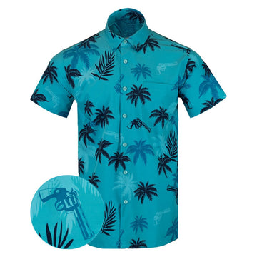 Retro City Blue Button Down Shirt Tactical Shirt Hawaii Style Xmas Presents For Son – Moonbestprint
