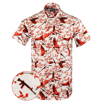 Sakura Button Down Shirt Tactical Aloha Print Shirt Pro Gun Apparel Gifts For Brother – Moonbestprint