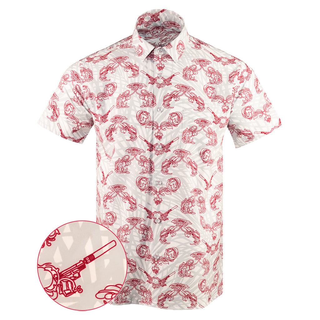 Retro Royale Button Down Shirt Gun Print Hawaiian Shirt Gun Lovers Gifts For Father In Law – Moonbestprint