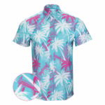 High Crown Blue Button Down Shirt Tactical Aloha Shirt Great Christmas Gifts For Men – Moonbestprint