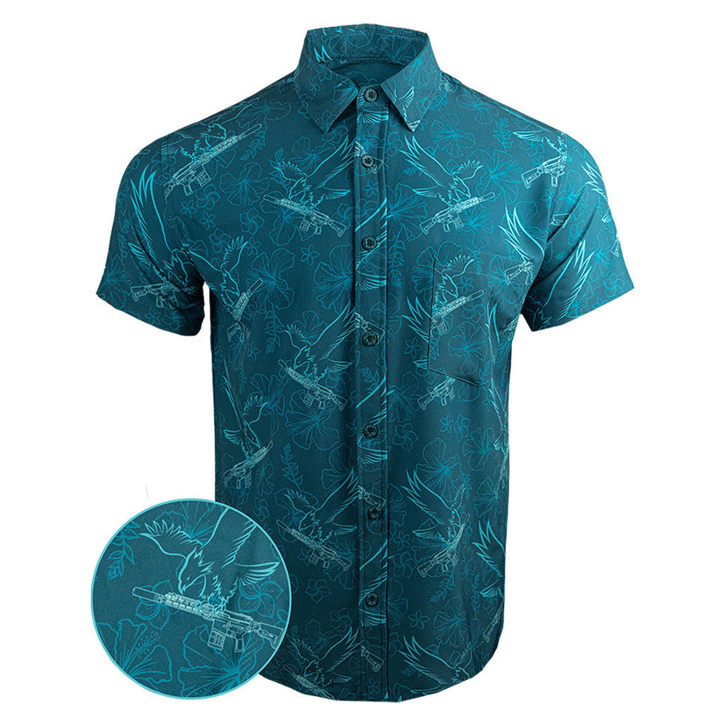 Prey Anniversary Teal Button Down Shirt Tactical Shirt Hawaii Style Best Christmas Gifts For Dad – Moonbestprint
