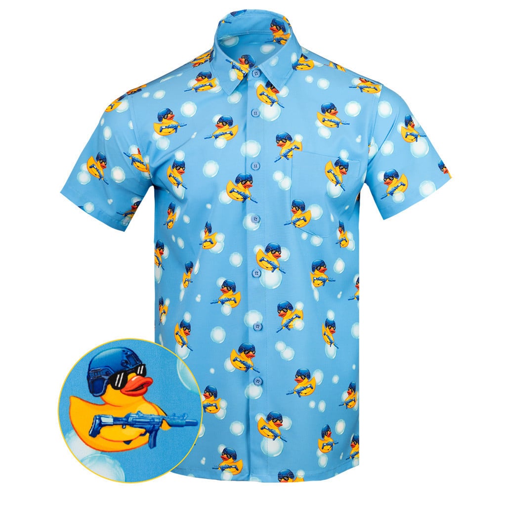 Killer Duck V2 Button Down Shirt Tactical Hawaiian Shirt Funny Gifts For Friends – Moonbestprint