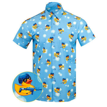 Killer Duck V2 Button Down Shirt Tactical Hawaiian Shirt Funny Gifts For Friends – Moonbestprint