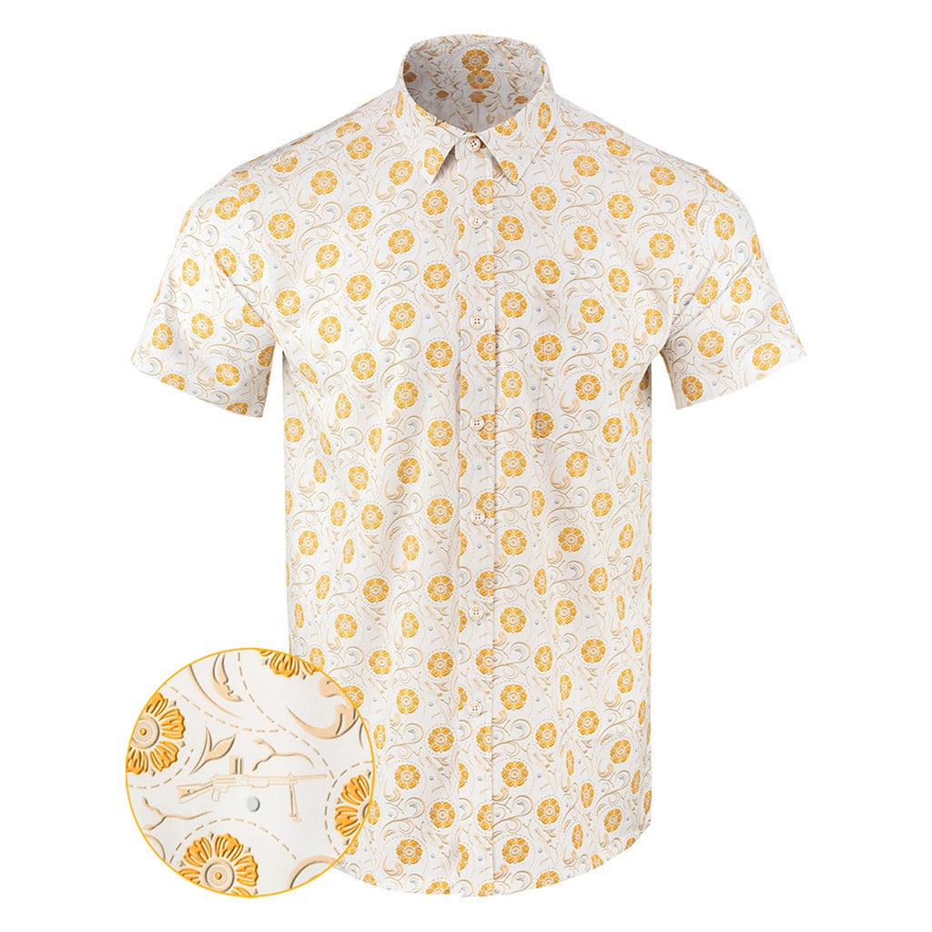 El Jinete Button Down Shirt Gun Print Hawaiian Shirt Husband Christmas Gift Ideas – Moonbestprint