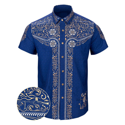 Los Charro Button Down Shirt Gun Print Hawaiian Shirt Birthday Gift Ideas For Brother – Moonbestprint