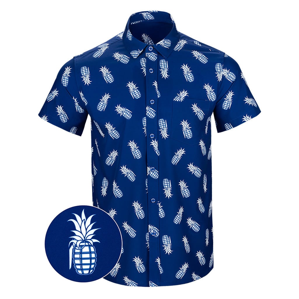 Pineapple Grenade Navy Button Down Shirt Concealed Carry Hawaiian Shirt Gifts For Him – Moonbestprint