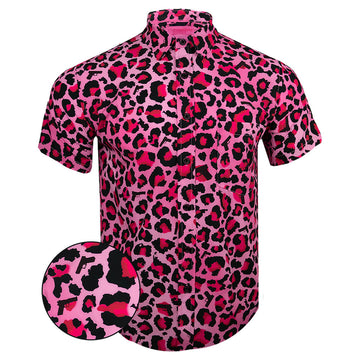 Leopard Pink Button Down Shirt Tactical Hawaiian Shirt Gifts For Son – Moonbestprint