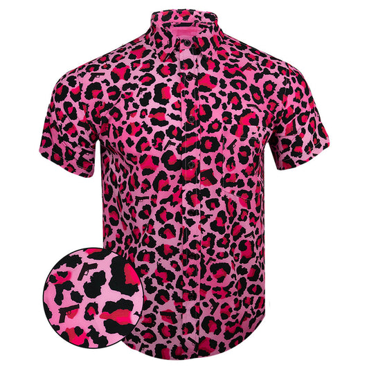 Leopard Pink Button Down Shirt Tactical Hawaiian Shirt Gifts For Son – Moonbestprint