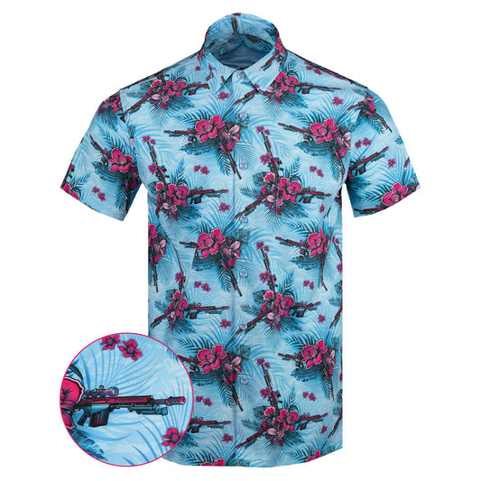Barrett X Retro Rifle Button Down Shirt Tactical Tropical Print Shirt Birthday Present For Dad – Moonbestprint