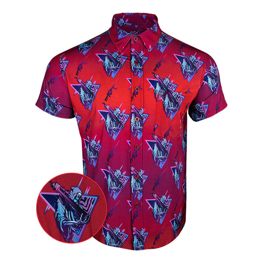 Death Wave Button Down Shirt Gun Print Hawaiian Shirt Christmas Gifts For Him – Moonbestprint