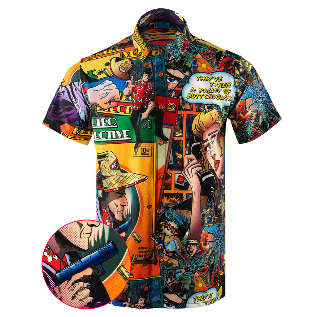 Retro Detective Button Down Shirt Tactical Shirt Hawaii Style Best Gifts For Dudes – Moonbestprint
