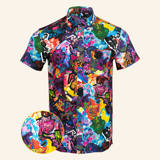 Sticker Bomb V1 Button Down Shirt Tactical Hawaiian Shirt Present For Him – Moonbestprint