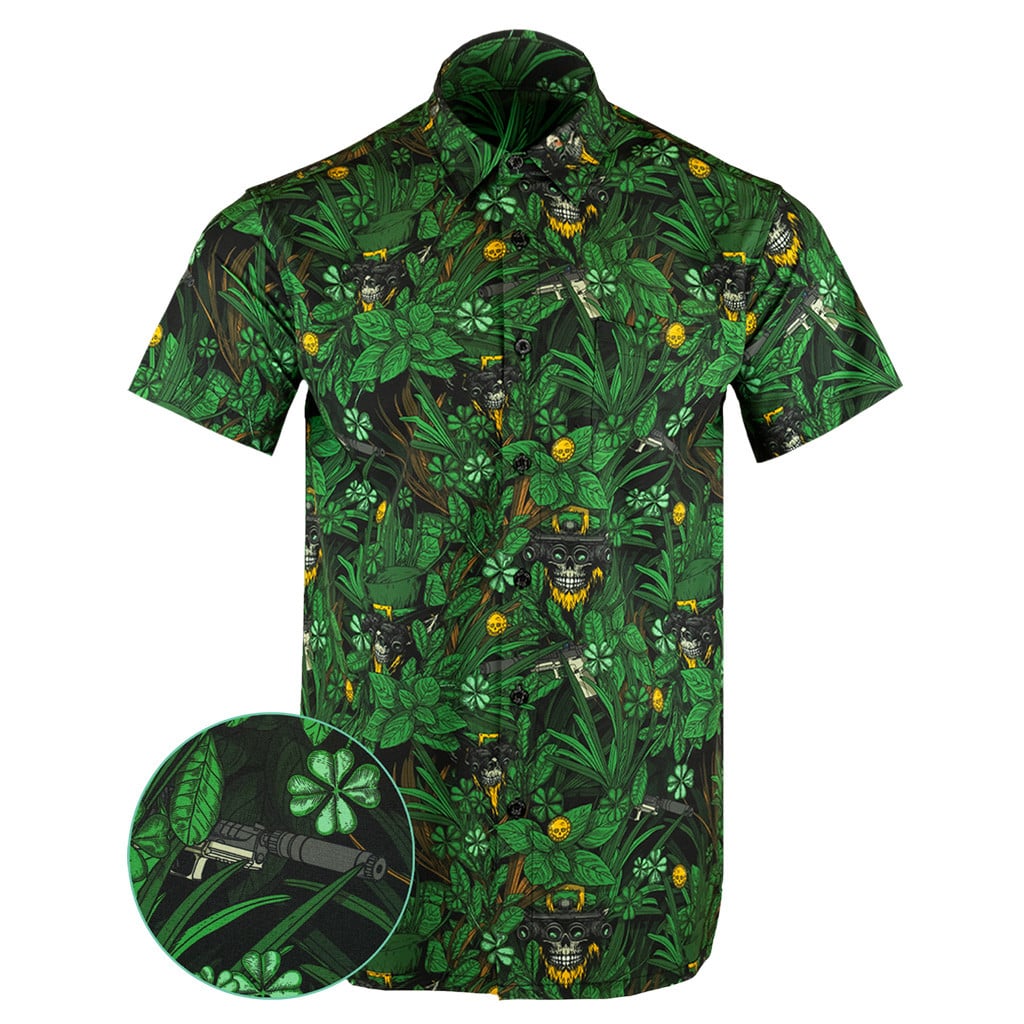 The St Pat Button Down Shirt Tactical Aloha Shirt Gift Ideas For Gun Lovers – Moonbestprint