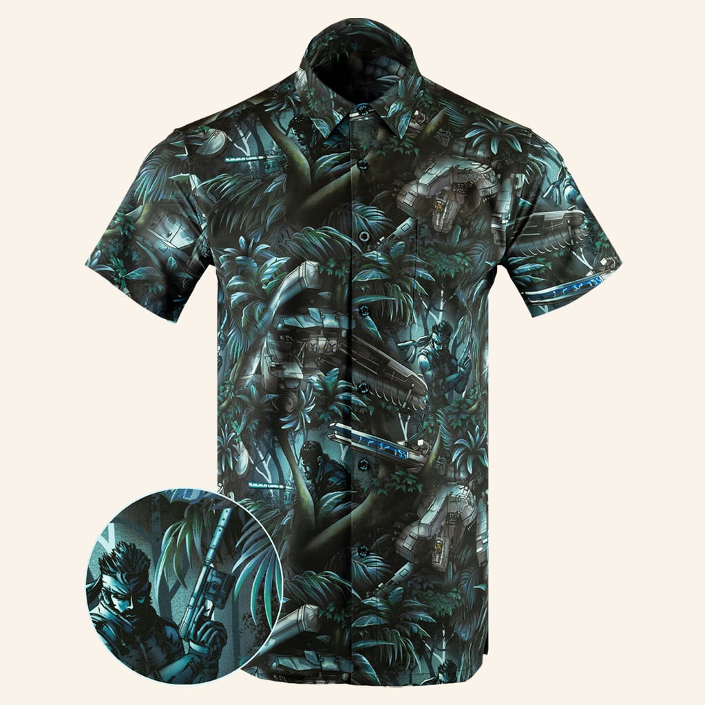 Solid Snake Button Down Shirt Outdoor Hawaiian Tactical Shirt Gifts For Dudes – Moonbestprint