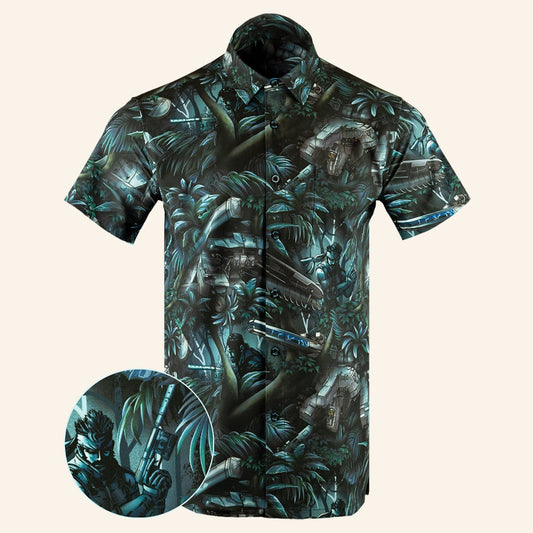 Solid Snake Button Down Shirt Outdoor Hawaiian Tactical Shirt Gifts For Dudes – Moonbestprint
