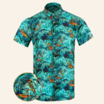 Surfs Up Teal Button Down Shirt Tactical Shirt Hawaii Style Birthday Gift For Husband – Moonbestprint