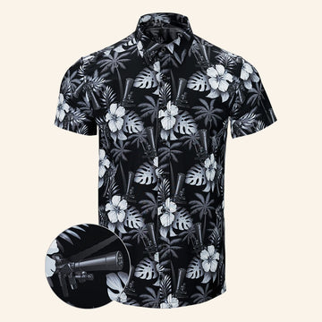 Suppressed Black White Button Down Shirt Tactical Aloha Shirt Xmas Gift Ideas For Men – Moonbestprint