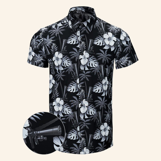 Suppressed Black White Button Down Shirt Tactical Aloha Shirt Xmas Gift Ideas For Men – Moonbestprint