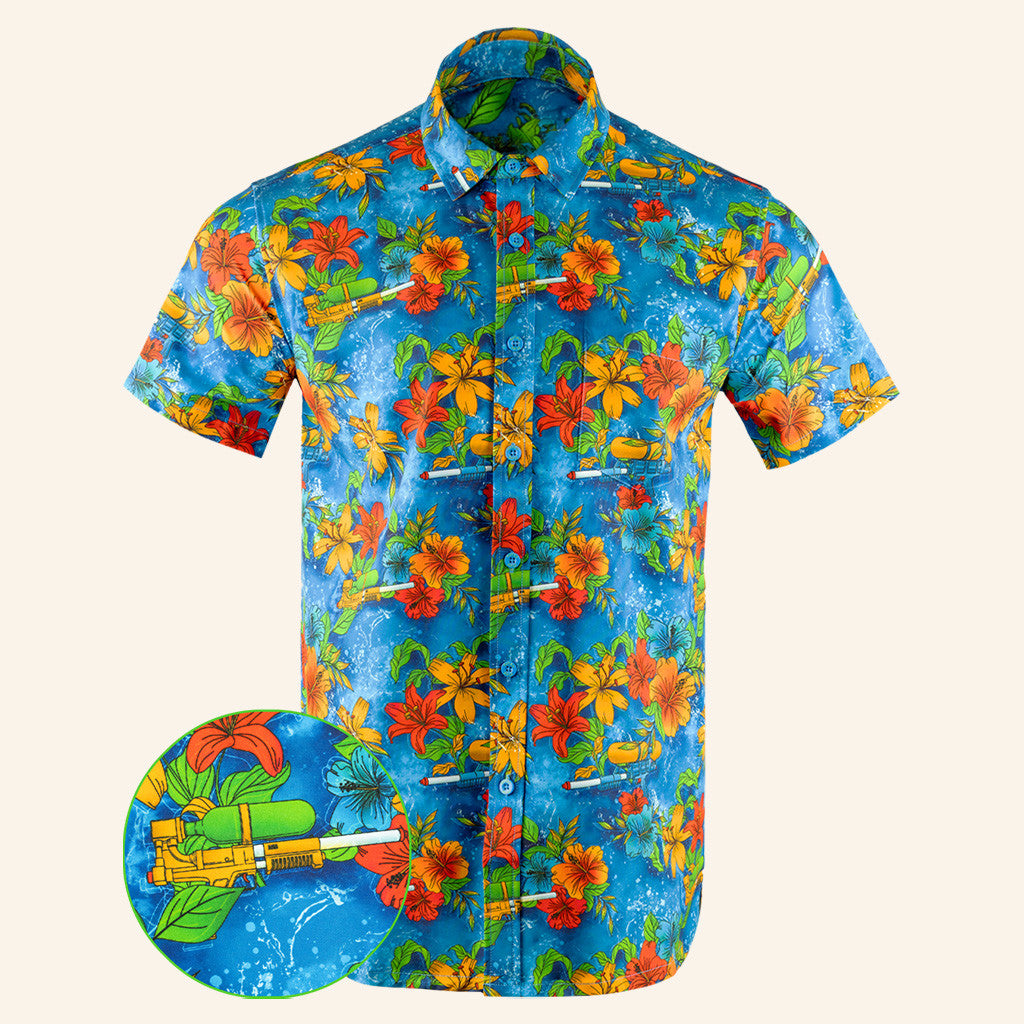 Soak 'Em Button Down Shirt Tactical Shirt Hawaii Style Gift Ideas For Him – Moonbestprint
