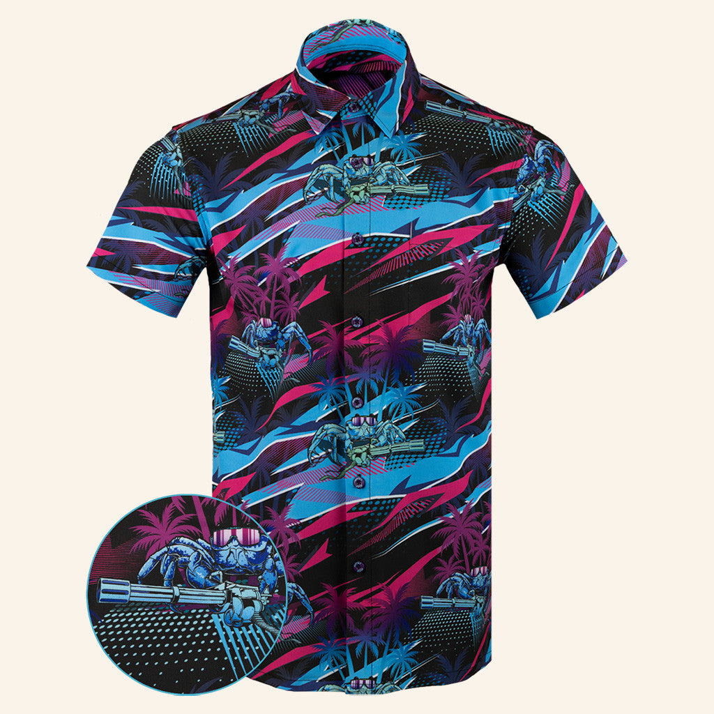 Shell Shocked Button Down Shirt Tactical Aloha Print Shirt Christmas Gifts For Guys – Moonbestprint
