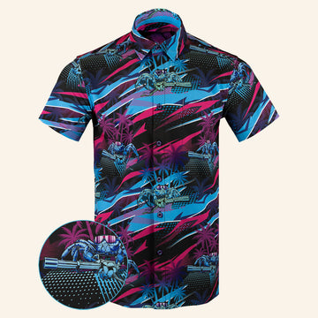Shell Shocked Button Down Shirt Tactical Aloha Print Shirt Christmas Gifts For Guys – Moonbestprint