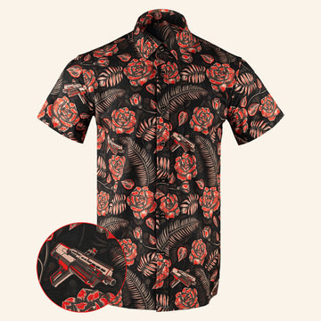 Shotgun Safari V2 Red Black Button Down Shirt Tactical Aloha Shirt Christmas Gifts For Friends – Moonbestprint