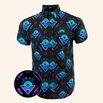 Shot Drop Cyan Button Down Shirt Tactical Aloha Print Shirt Xmas Gifts For Father – Moonbestprint