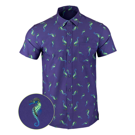 War Horse Blue Button Down Shirt Tactical Shirt Hawaiian Style Gifts For Guys – Moonbestprint