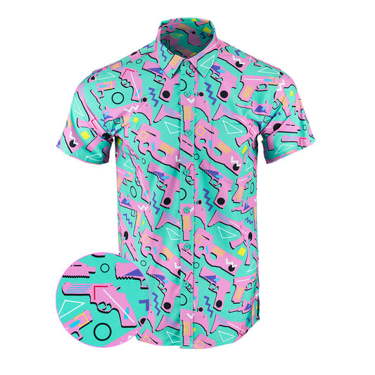 The 80 Button Down Shirt Gun Print Hawaiian Shirt Christmas Gifts For Gun Lovers – Moonbestprint